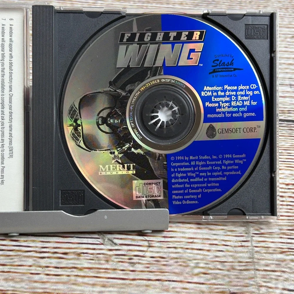 Fighter Wing PC CD-ROM 1994 Merit Studios Gemsoft MS-DOS Windows 95 Vintage Game